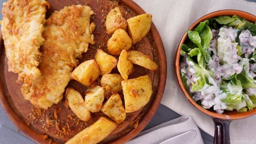 Kurczak w płatkach owsianych z ziemniakami